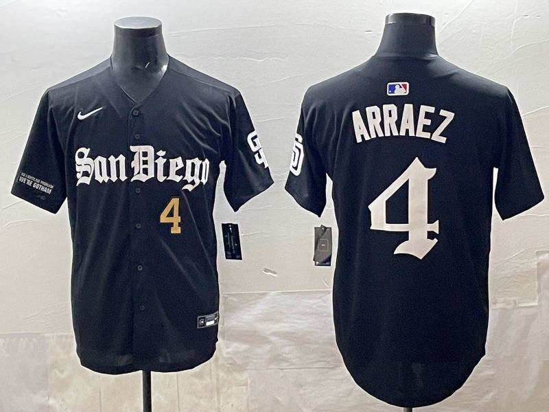 Men 2025 San Diego Padres #4 Arraez Black Five generations Joint Name Nike MLB Jersey style 8->san diego padres->MLB Jersey